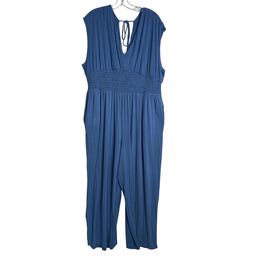 Old Navy Sleeveless Waisted Defined Jumpsuit Womens Plus Size 2X Blue Wide Leg